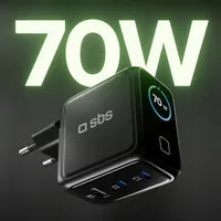 SBS 70W USB-C Wandladegerät TFT-Display 3-Port