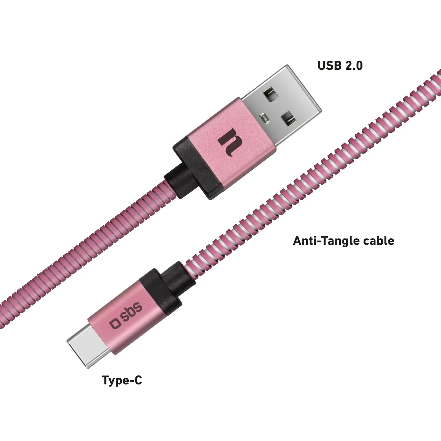 SBS Ischia Type-C USB 2.0 Ladekabel Rosa 1,5m