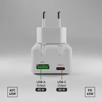 SBS Flexy 45W Wandladegerät USB-C PD USB-A Klappstecker