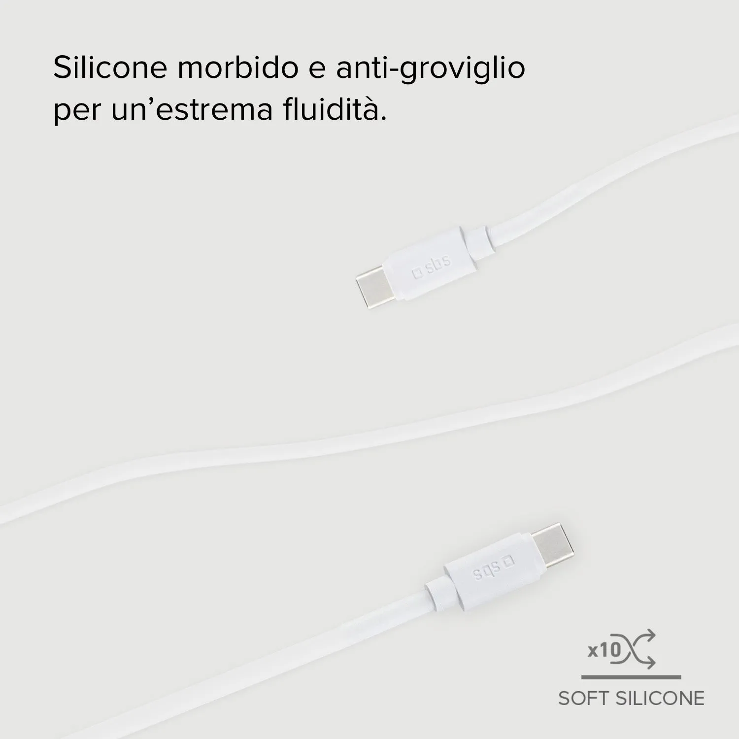 SBS USB-C Kabel 1,5m Silikon weiß Anti-Knoten
