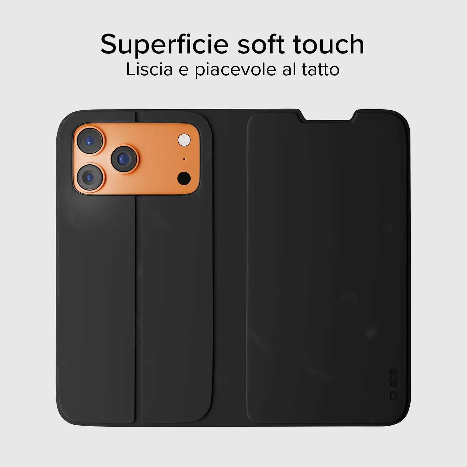 SBS Wallet Smooth iPhone 17 Pro Hülle Schwarz Stand
