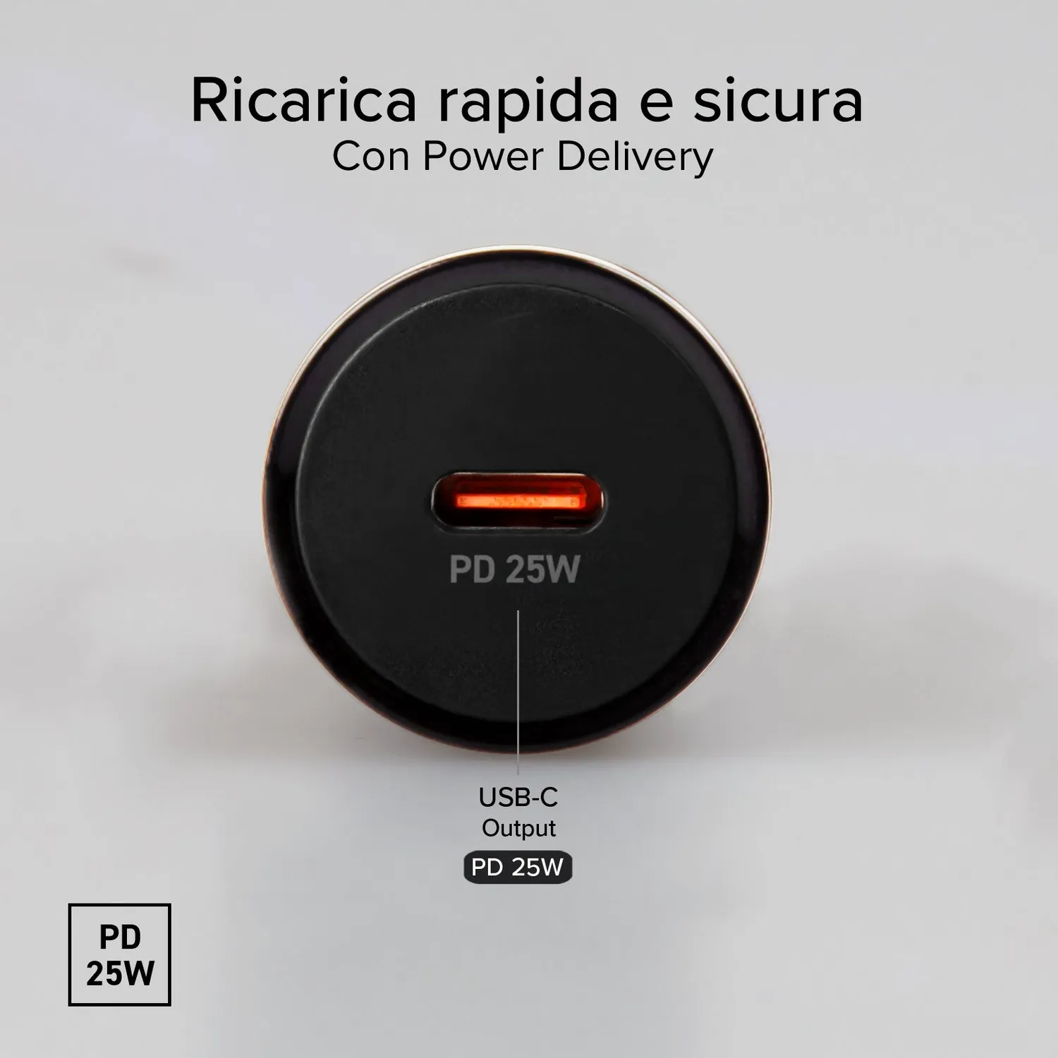SBS 25W Auto Ladegerät USB-C PD mit Kabel 1m
