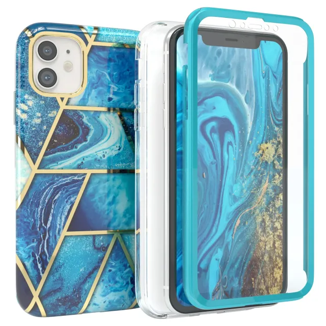 EAZY CASE iPhone 11 360 Grad Handyhülle Full Cover Blau