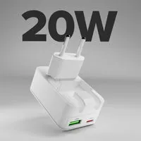 SBS Flexy 20W Wandladegerät klappbar USB-C USB-A