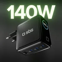 SBS GaN Ladegerät 140W 4-Port TFT-Display USB-C