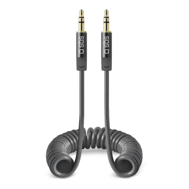 SBS Spiralkabel Klinke 3,5mm 1,3m Audiokabel Grau