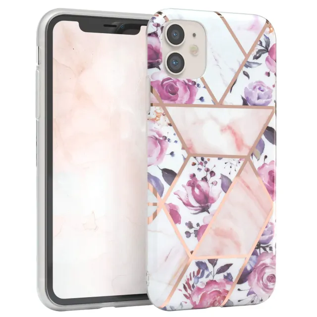 EAZY CASE iPhone 11 Silikonhülle Blumen Rosé-Gold