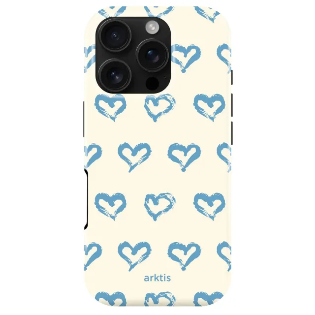 arktis iPhone 16 Pro Hülle Blue Hearts MagSafe