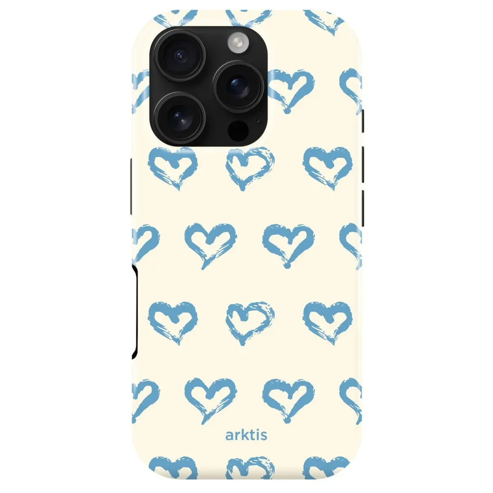 arktis iPhone 16 Pro Hülle Blue Hearts MagSafe