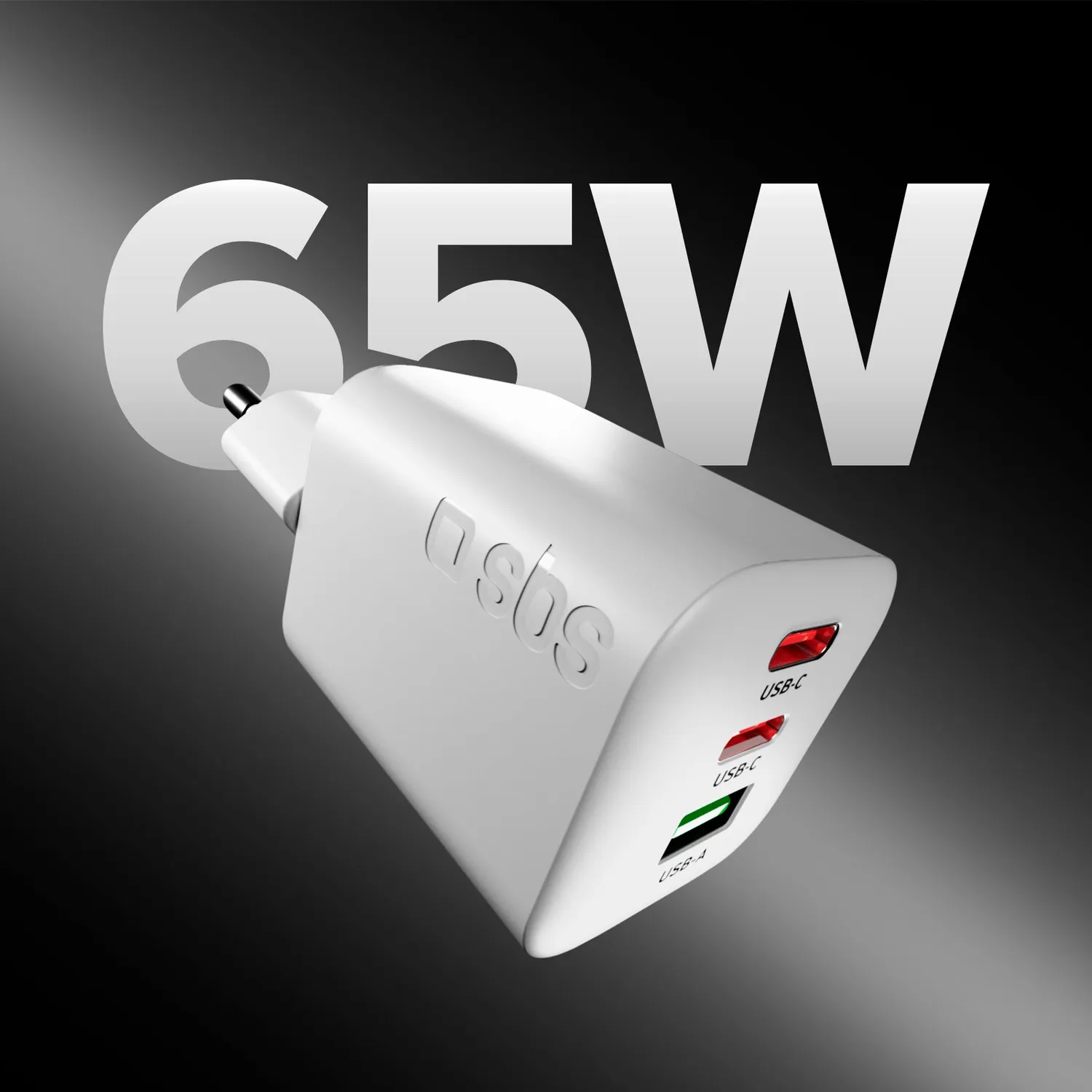 SBS 65W GaN Ladegerät 2x USB-C USB-A Power Delivery schwarz