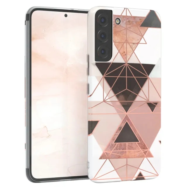 EAZY CASE Galaxy S22 Plus Silikonhülle Geometrie Rosa Braun
