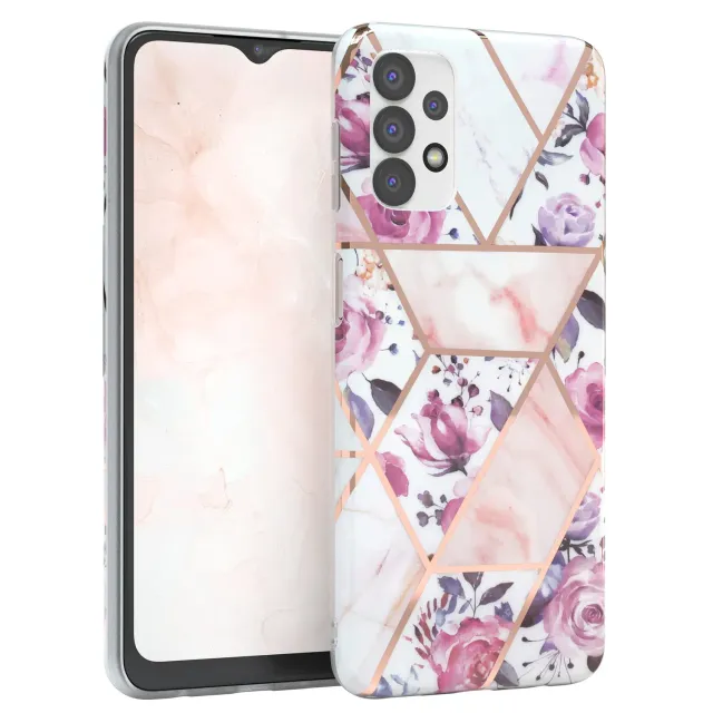 EAZY CASE Galaxy A32 5G Silikonhülle Blumen Rosé-Gold