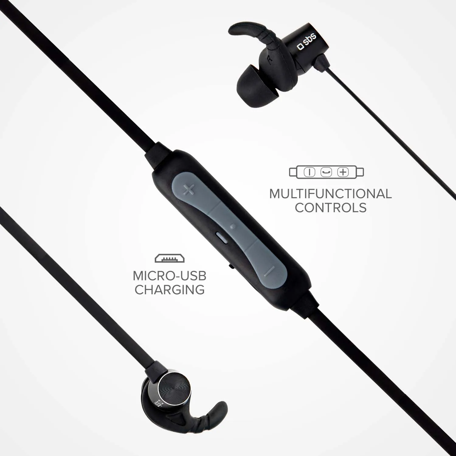 SBS BT501 Bluetooth Kopfhörer Nackenband Schwarz