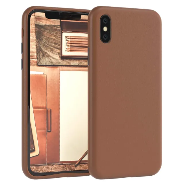 EAZY CASE iPhone XS Max Kunstlederhülle Braun Slim