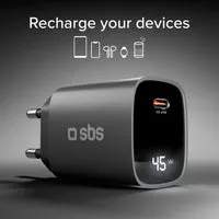 SBS 45W USB-C Ladegerät GaN PD mit Display Schnellladen