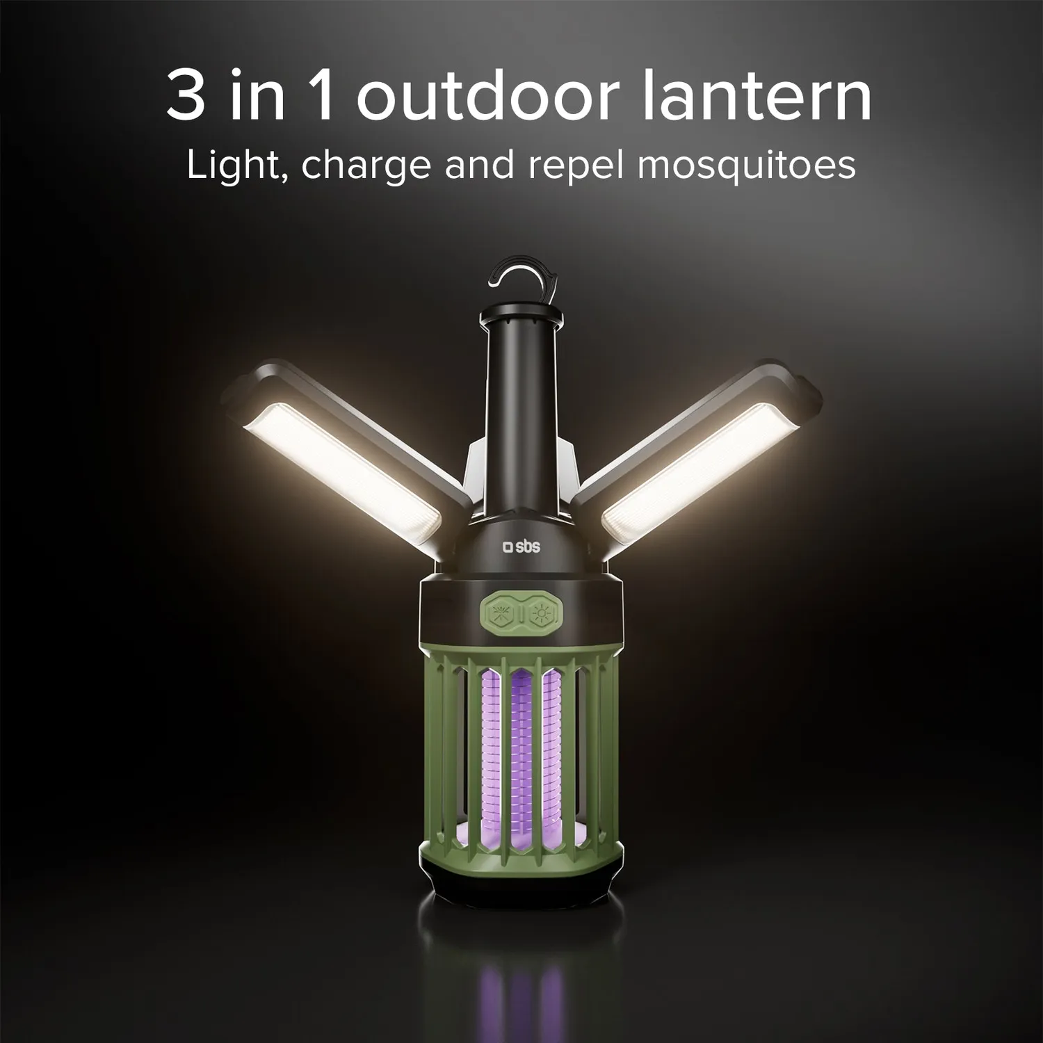 SBS Wild Gear 3-in-1 Camping-Laterne 3000 mAh mit Mückenschutz