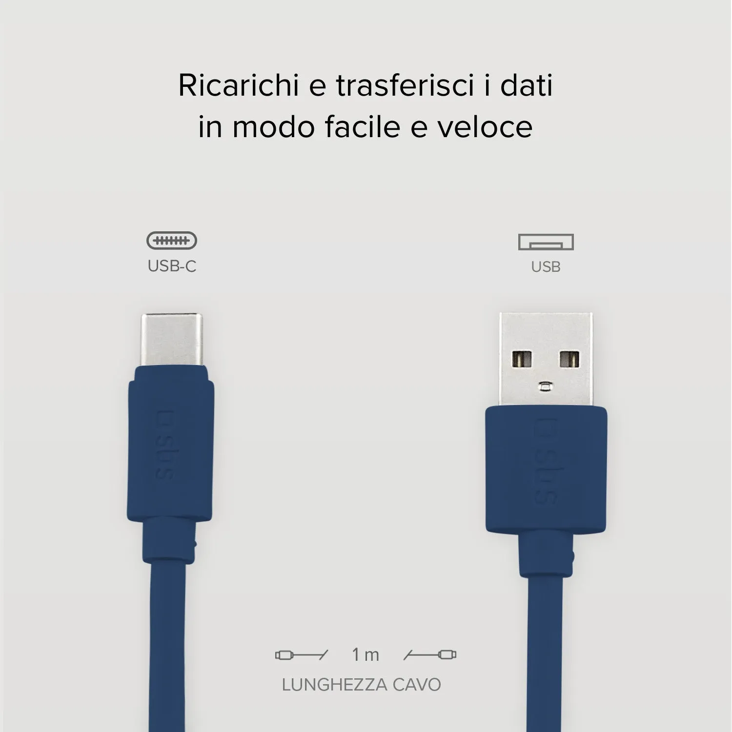 SBS Silikon USB-C Ladekabel 1,5 m blau Datenkabel