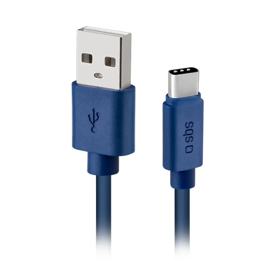 SBS Silikon USB-C Ladekabel 1,5 m blau Datenkabel
