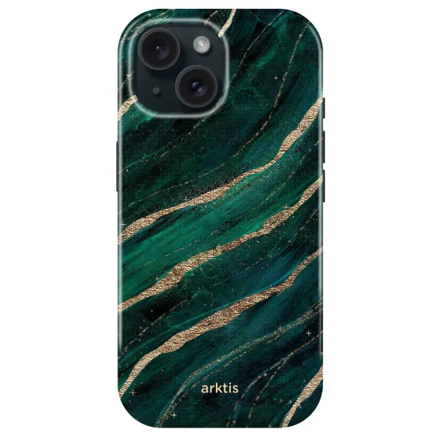 arktis iPhone 15 Hülle Green Marble MagSafe