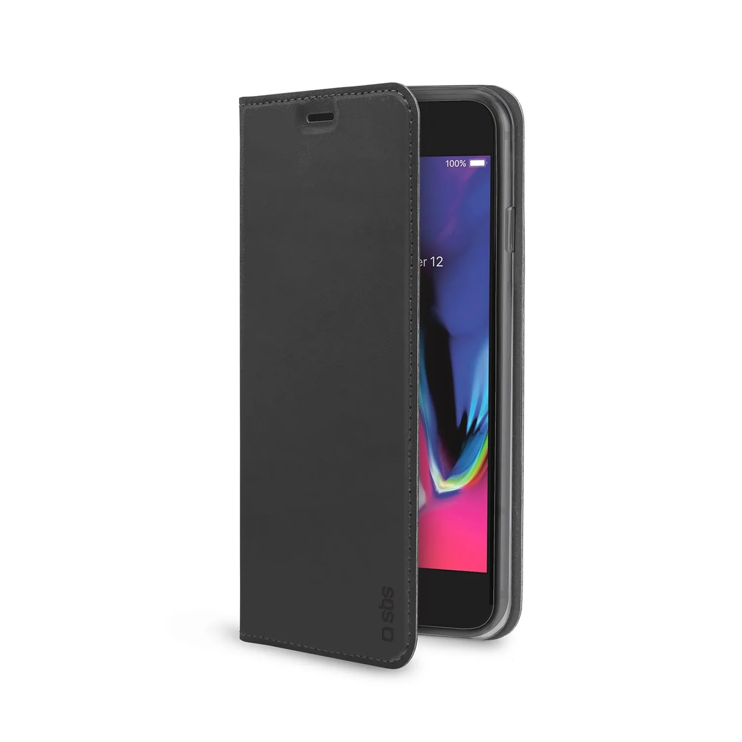 SBS Book Wallet Lite Hülle iPhone 8 Plus schwarz Leder-Optik
