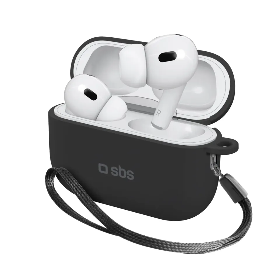 SBS AirPods Pro 2 Silikonhülle mit Karabiner schwarz