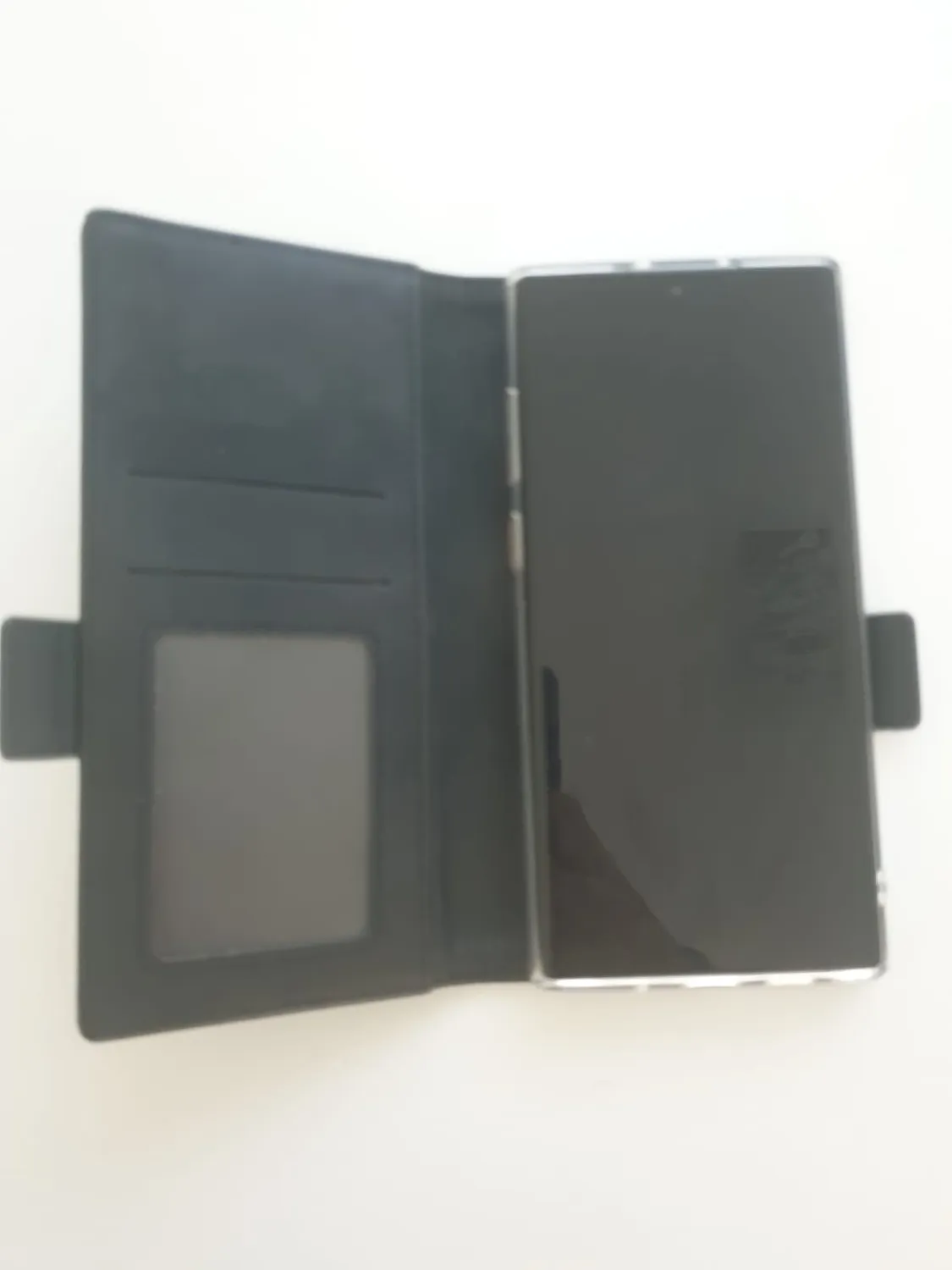 YATWIN Samsung Galaxy Note 10 Plus Klapphülle Schwarz Leder mit Kartenfach