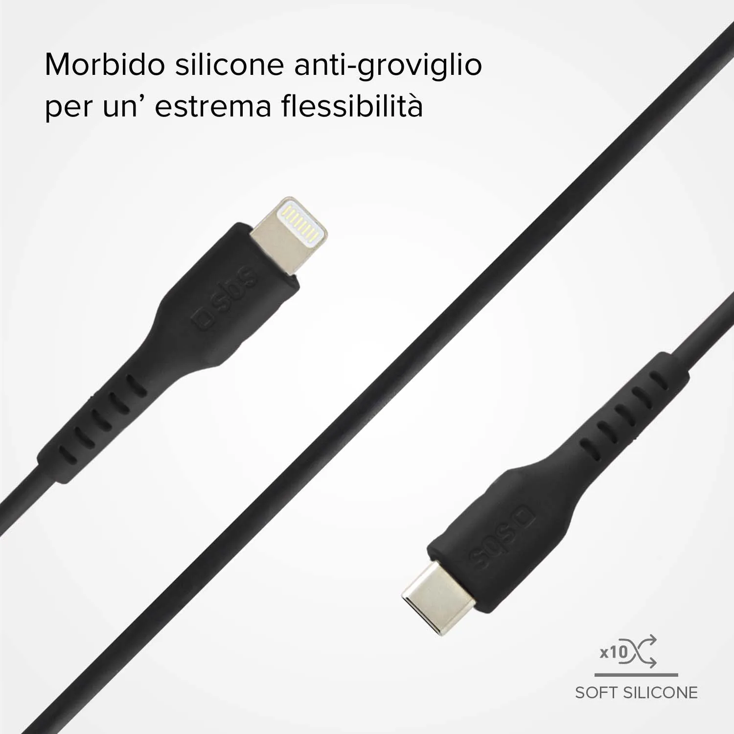 SBS USB-C Lightning Kabel Schwarz 1 m MFi