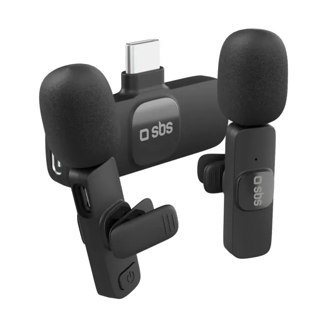 SBS Wireless Mikrofon Set USB-C Ansteckmikrofon 2er Clip