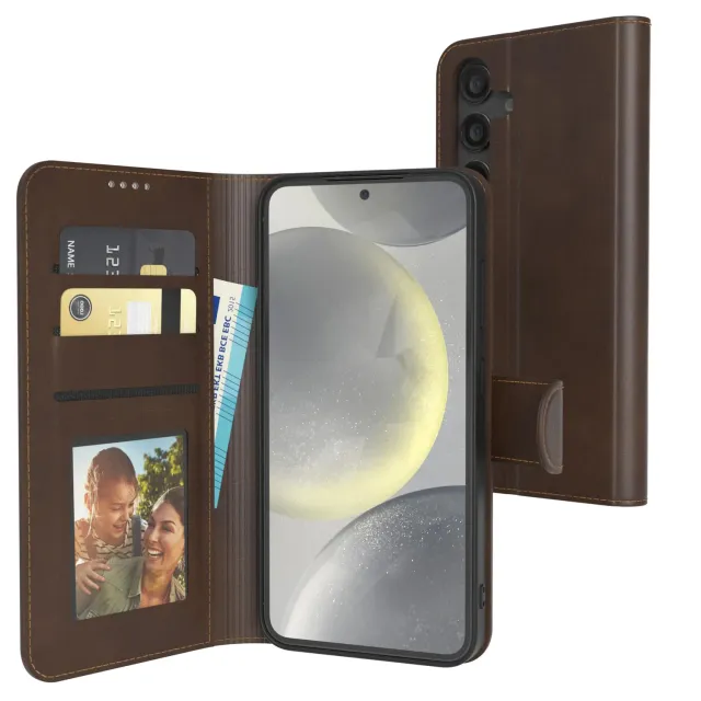 EAZY CASE Galaxy S24 Klapphülle Braun Leder