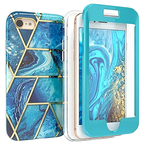 EAZY CASE 360 Grad iPhone SE 2022/2020 8 7 Handyhülle Blau Displayschutz