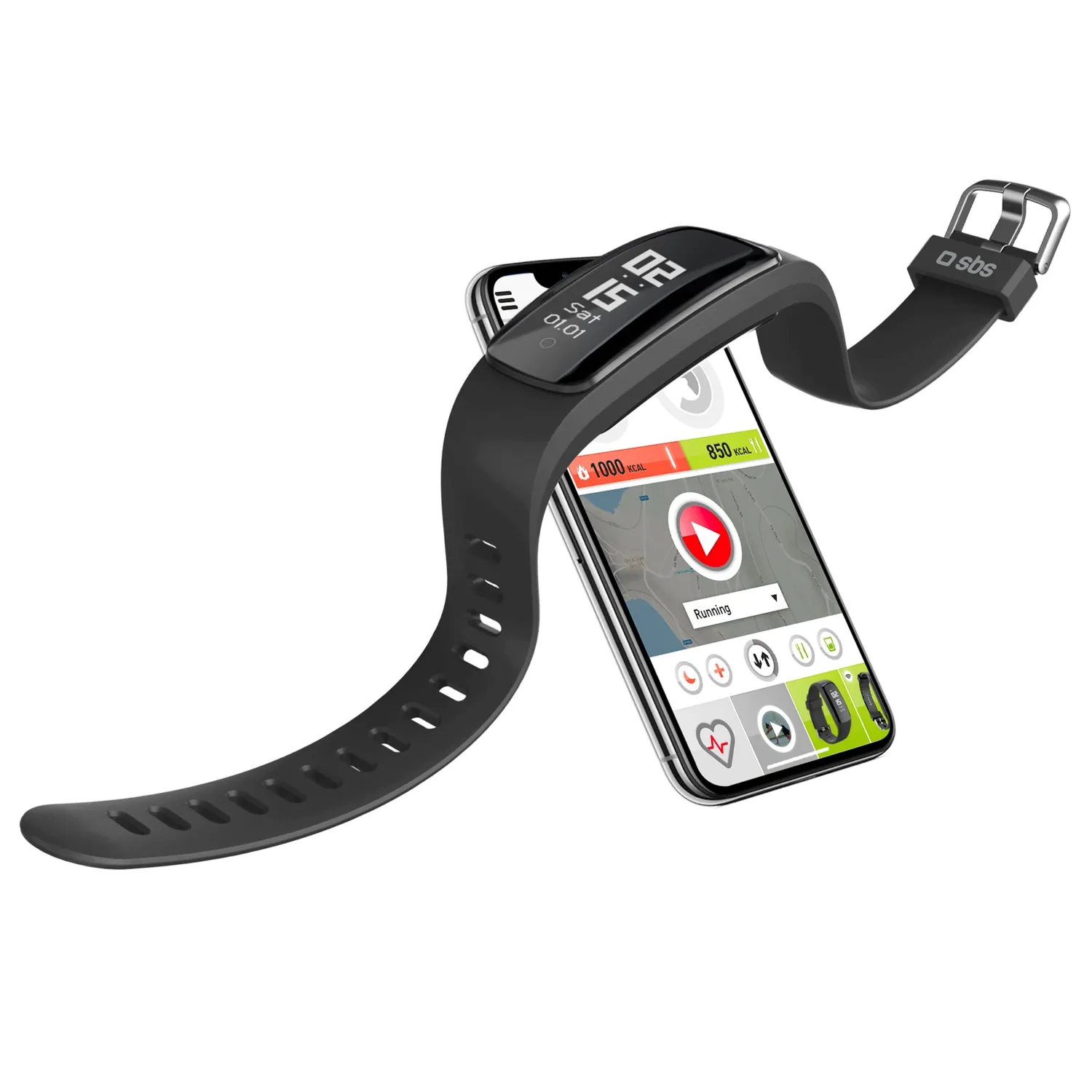 SBS Snap Fitness Watch Tracker mit Puls und USB