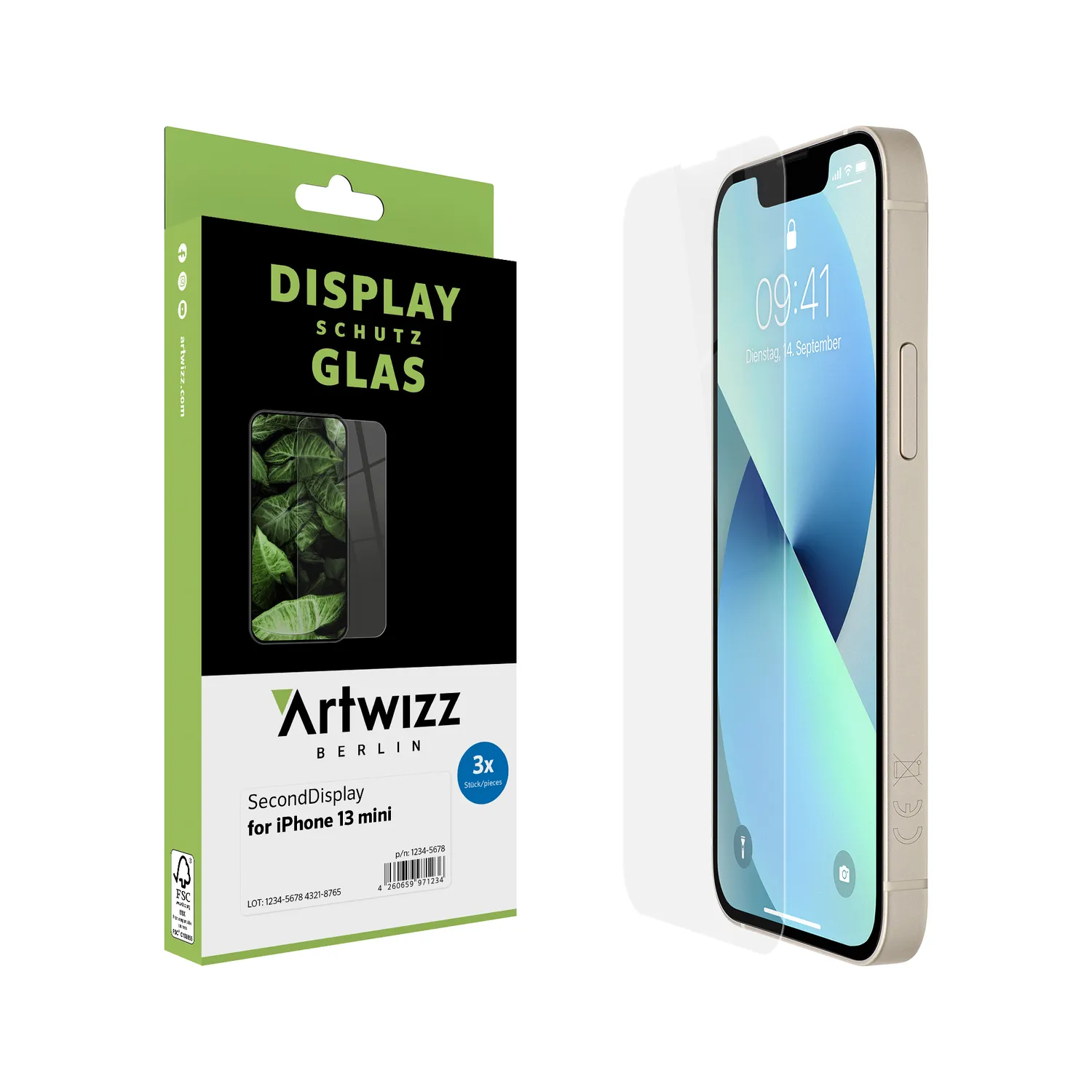 Artwizz SecondDisplay iPhone 13 mini Panzerglas 3er Pack