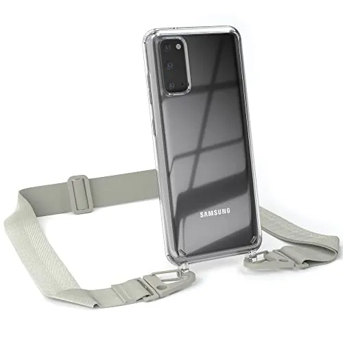 EAZY CASE Galaxy S20 Handykette Transparent Taupe Grau Band