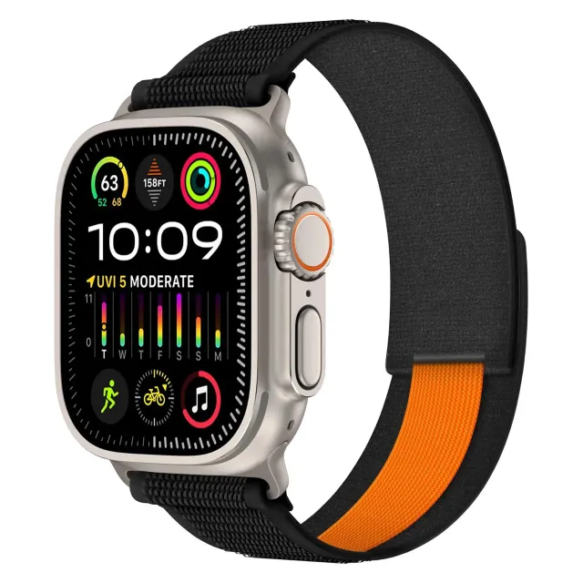 arktis Trail Apple Watch Armband Schwarz Klett Polyester