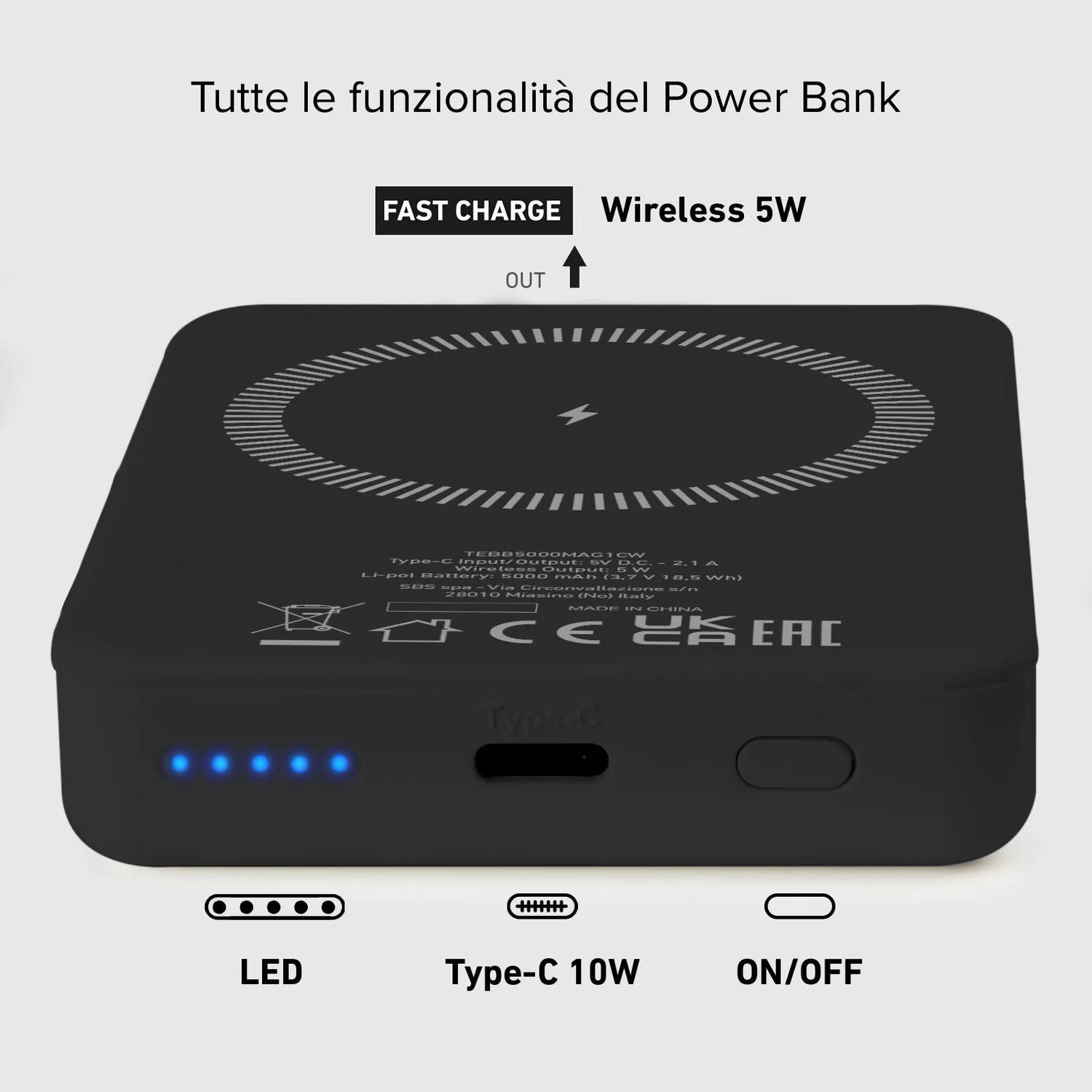 SBS Power Bank Mag 5000 mAh Wireless MagSafe