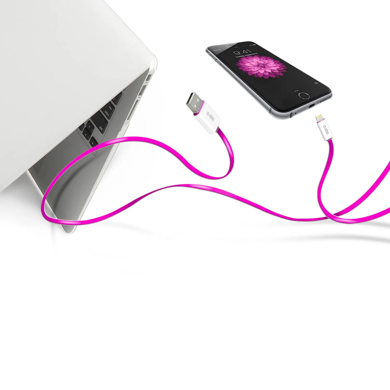 SBS Lightning Ladekabel flach 150 cm iPhone
