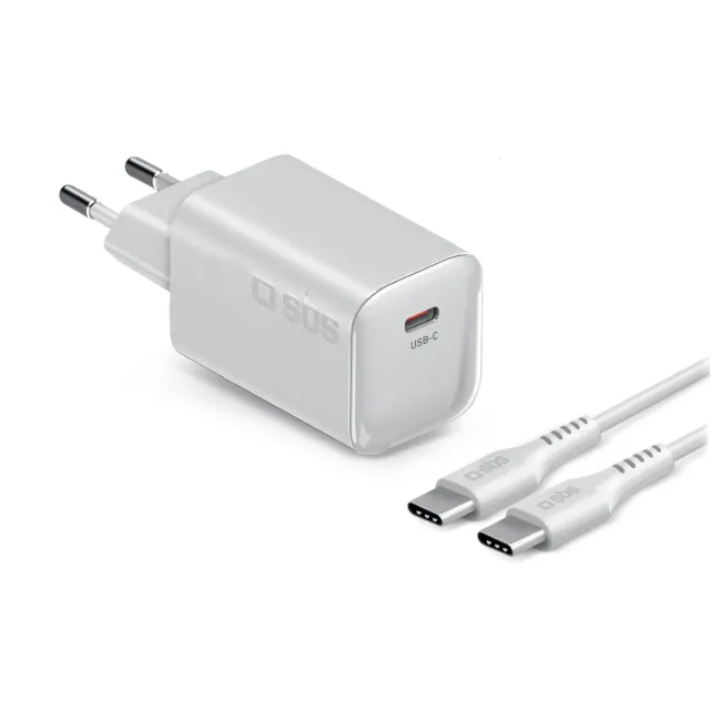 SBS 70W GaN Ladegerät Set USB-C Kabel 2m