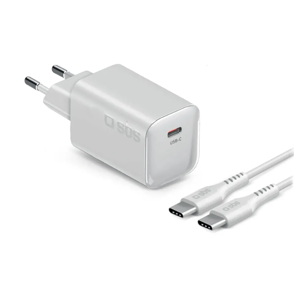 SBS 70W GaN Ladegerät Set USB-C Kabel 2m