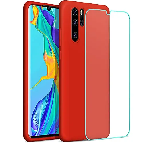 YATWIN Huawei P30 Pro Silikon Hülle Rot ultradünn