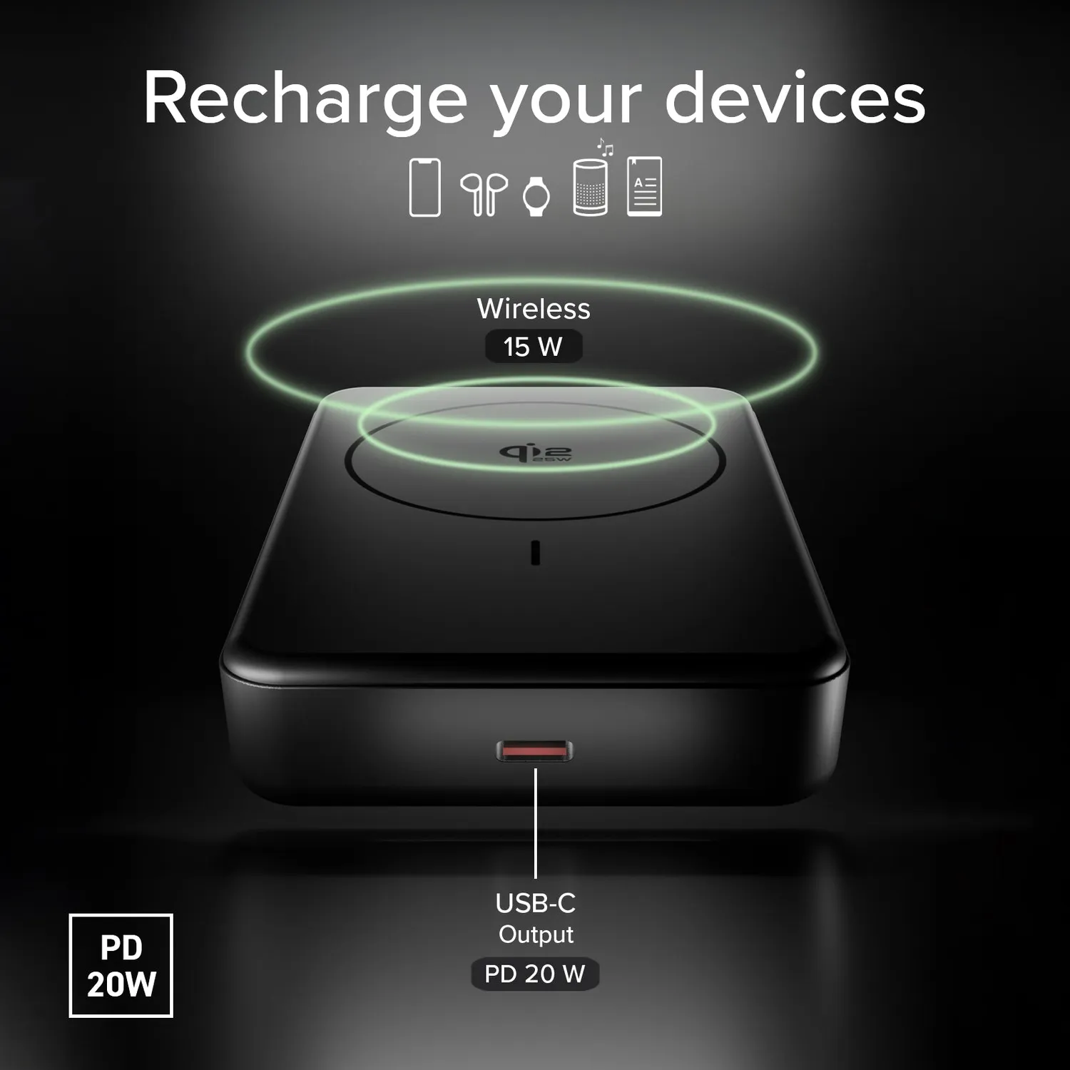 SBS Qi2 Powerbank 10000mAh USB-C magnetisch 15W