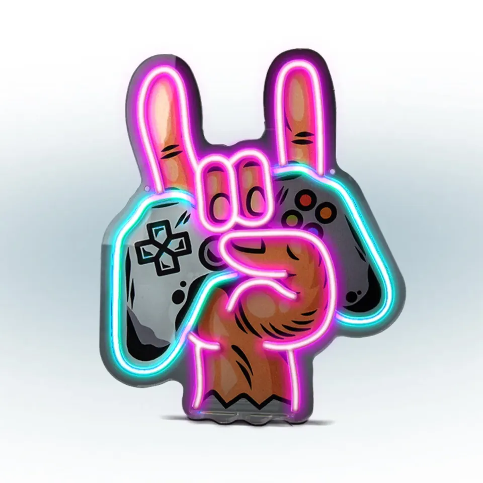 SBS Game On Rock Neonlicht LED 28,5x33,5 cm USB Deko