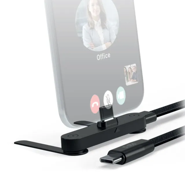 SBS USB-C Kabel 60W 1 m mit Stand geflochten drehbar