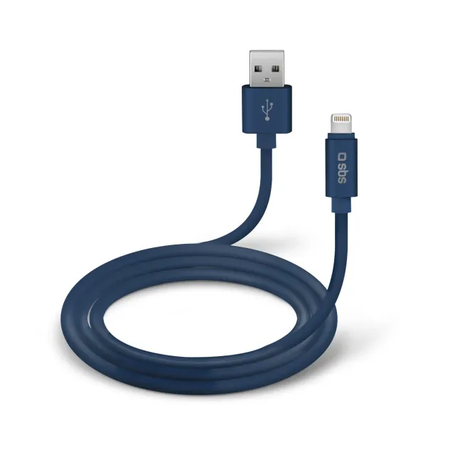 SBS Polo Lightning Kabel 1m blau Silikon