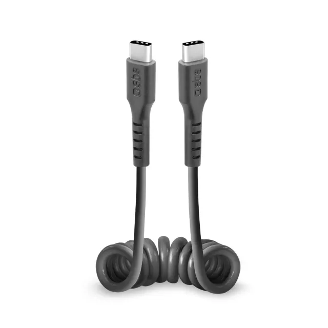 SBS USB-C auf USB-C Spiralkabel 50 cm schwarz