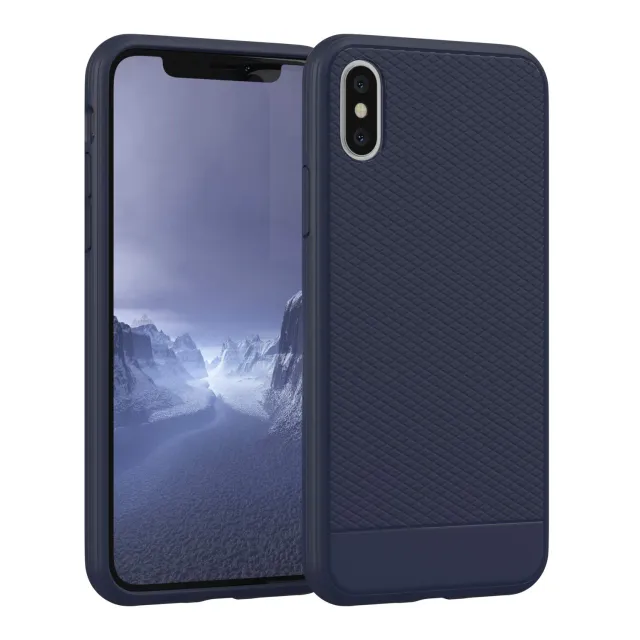 EAZY CASE Silikonhülle iPhone X/XS Dunkelblau strukturiert