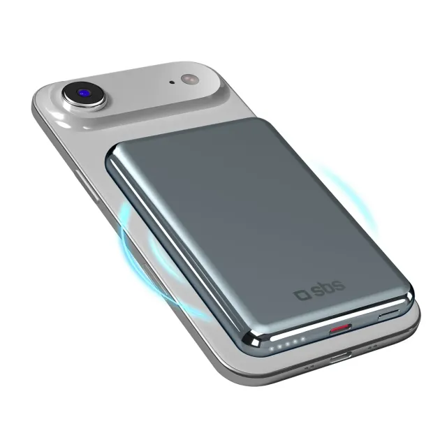 SBS Powerbank 5000 mAh magnetisch 15W MagSafe Alu