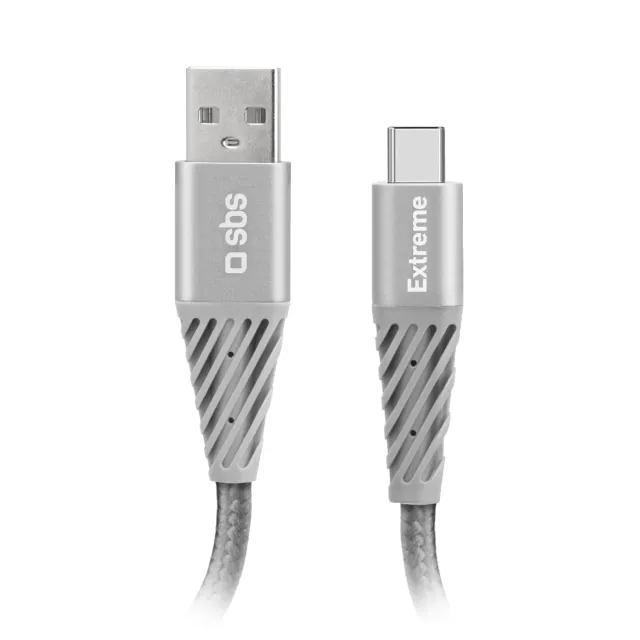 SBS Extreme USB-A USB-C Kabel 1,5m Aramid grau