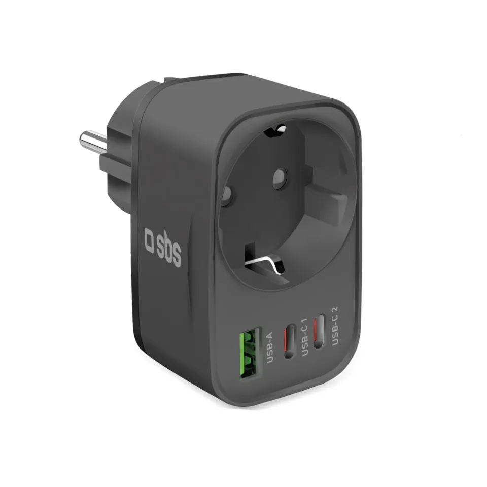 SBS Multi-Socket 30W Wandlader Schuko USB-C/A