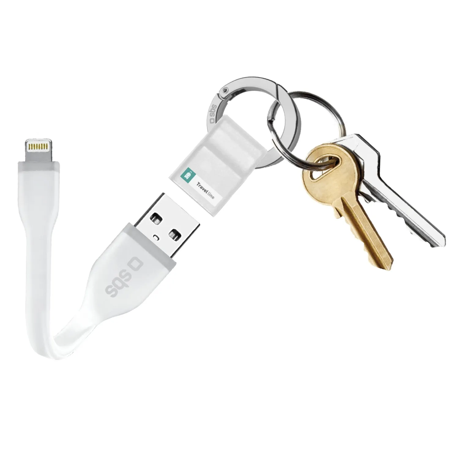 SBS USB-Lightning Ladekabel Schlüsselanhänger Weiß kurz