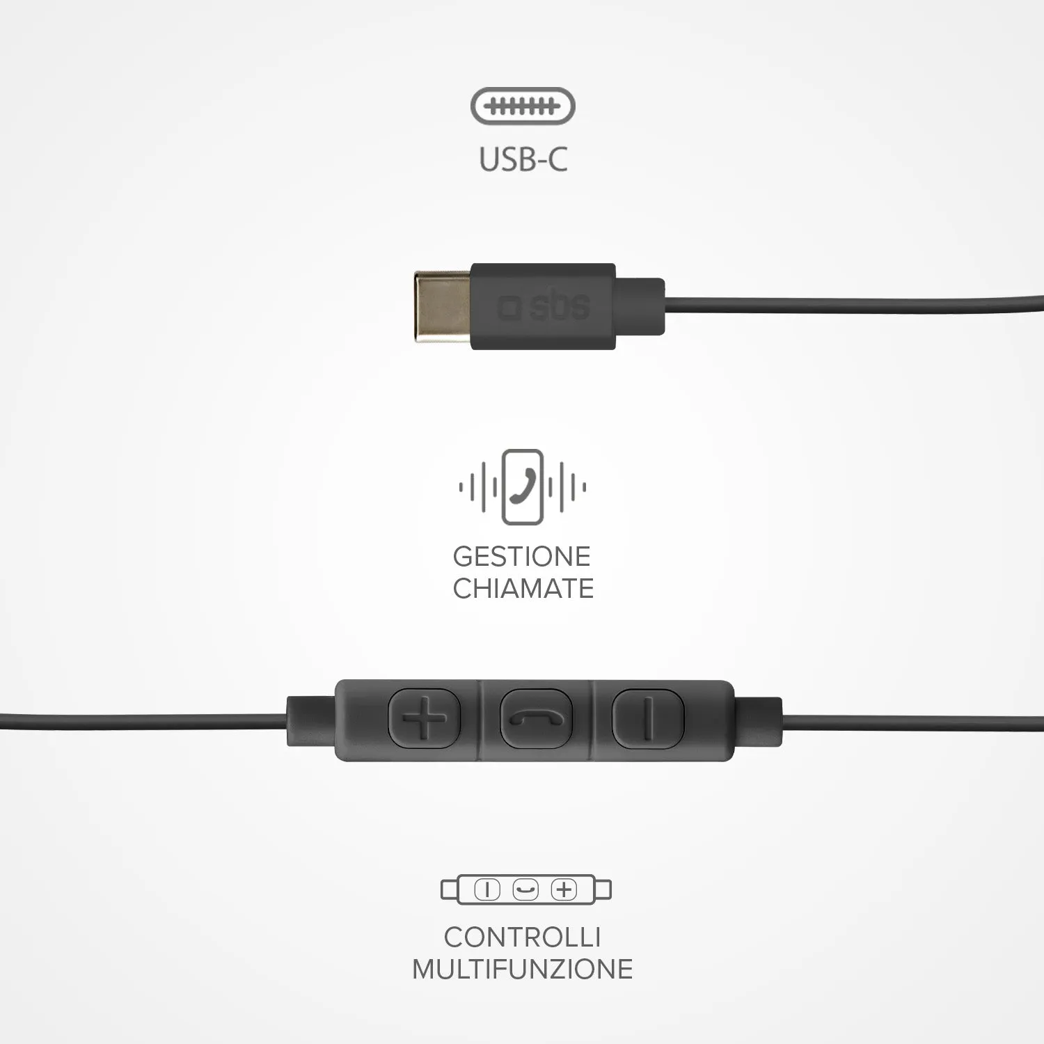 SBS Studio Mix 65c USB-C Kopfhörer schwarz semi in-ear
